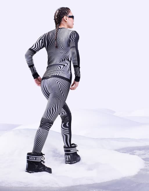 Racer Stripe Base Layer Set - White – My Sunday Ski