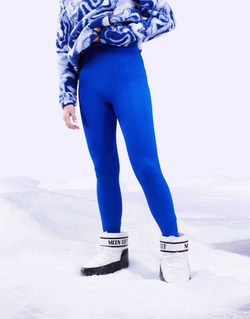 ASOS 4505 Onion Jacquard base layer legging and top in mid blue