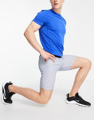 Asos Design 4505 Base Layer Training Tights In Short Length With Oil Wash-blues