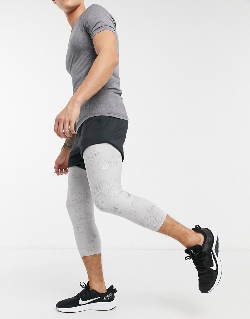 Asos Design 4505 Baselayer Legging In 3/4 Length In Camo Print Recycled Polyester-grey