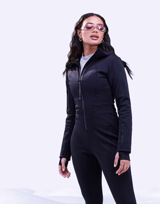 ASOS 4505 ski scoop front all in one with zip detail in navy