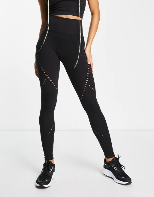 ASOS 4505 Hourglass – Czarne błyszczące legginsy o długości 7/8 w