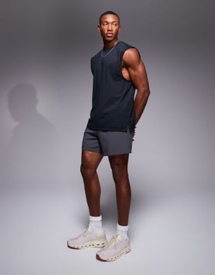 Asos 4505 Brushed Finish Oversized Pump Training Tank Top In Black