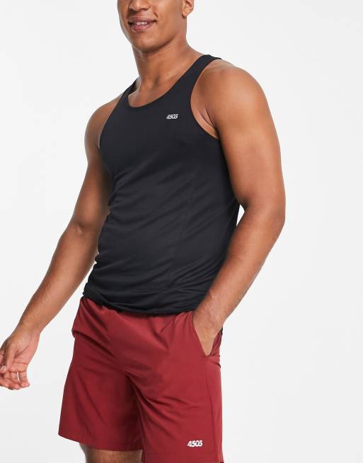 ASOS 4505 - Canotta da allenamento nera ad asciugatura rapida con logo e dorso a vogatore 