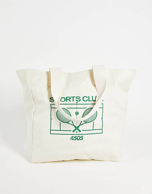 ASOS 4505 canvas tote bag with tennis graphic | ASOS