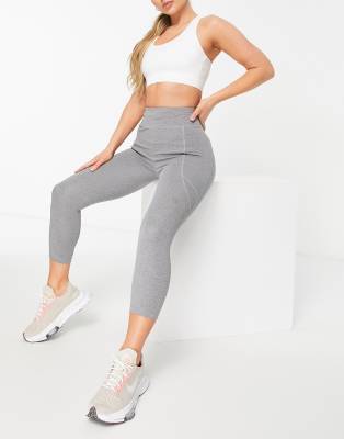 ASOS 4505 - Capri-Laufleggings mit Tasche, Kordelzug und Markenlogo-Grau