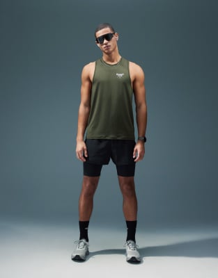 Asos 4505 Chest Graphic Racer Back Mesh Running Tank In Green
