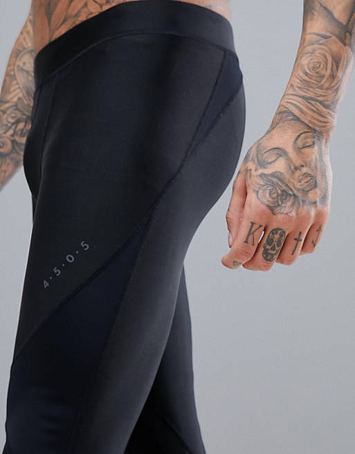 ASOS 4505 compression running tights with cut & sew in black