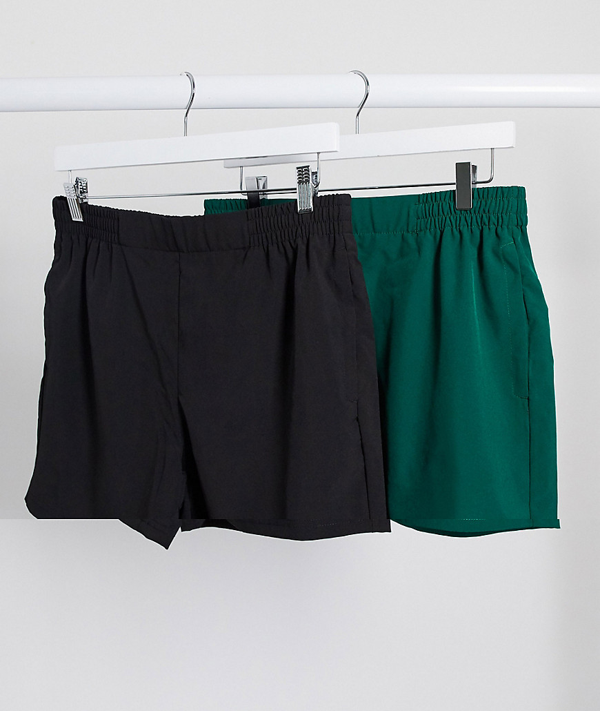 ASOS 4505 - Confezione risparmio da 2 pantaloncini da allenamento quick dry lunghezza media-Multicolore