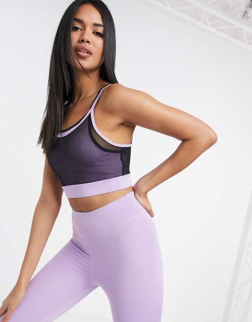 ASOS 4505 contrast mesh overlay sports bra