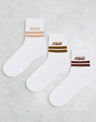 ASOS 4505 crew sock with stripe detail and antibacterial finish 3 pack