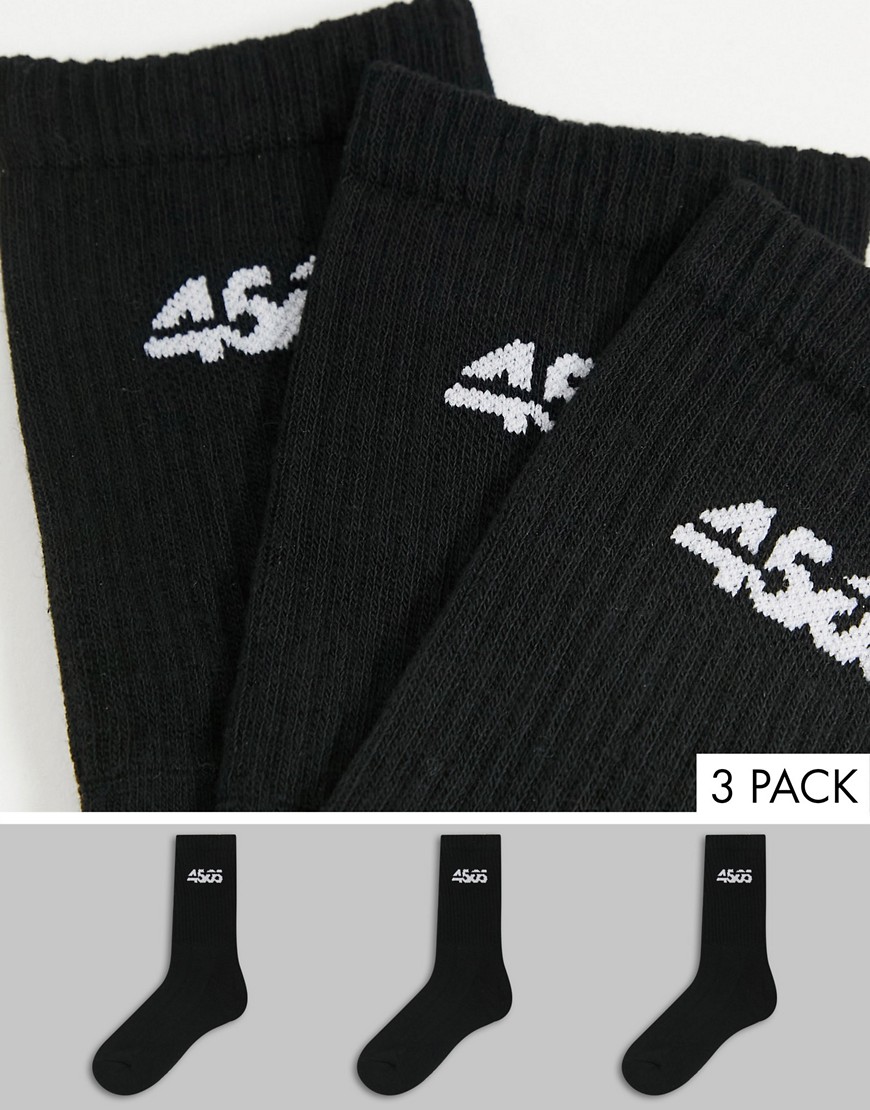 ASOS 4505 crew socks with anti bacterial finish 3-pack-Black