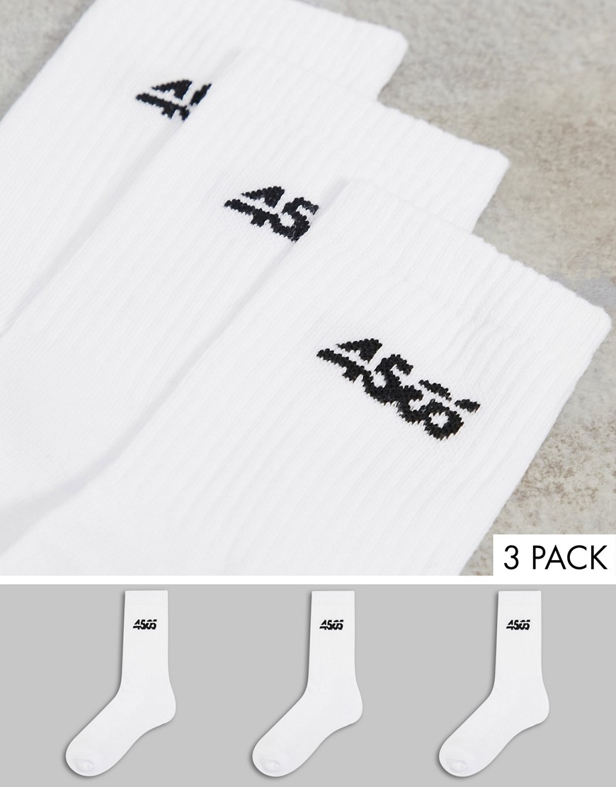 4505 crew socks with anti bacterial finish 3-pack-White