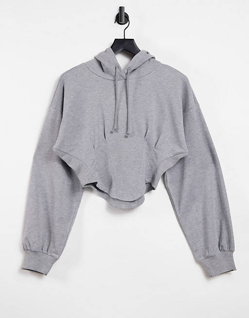 Women cropped hoodie with corset detail 
