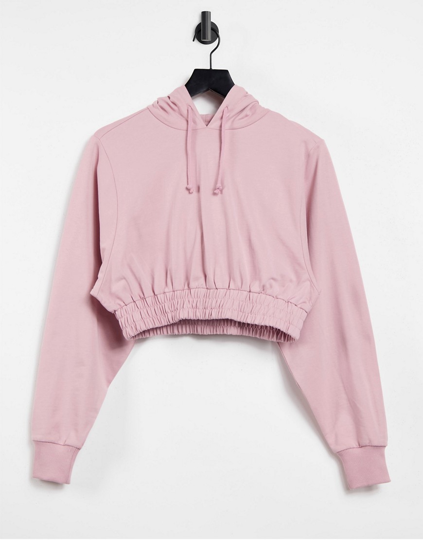 ASOS 4505 cropped hoodie with elasticated waist-Brown