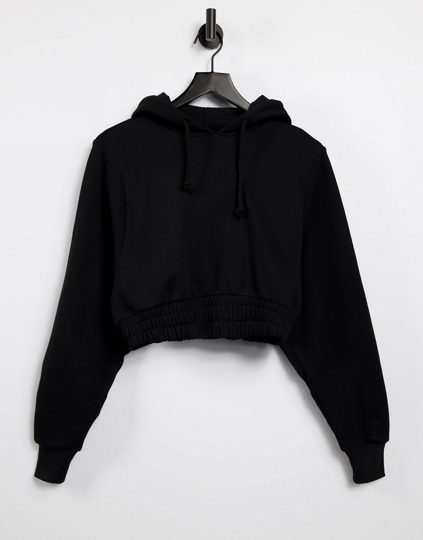 ASOS 4505 cropped hoodie with elasticated waist-Black