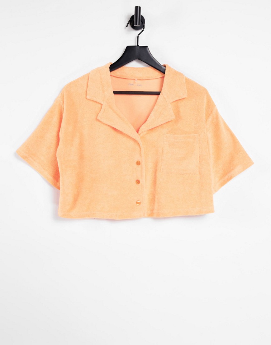 ASOS 4505 cropped shirt in terrycloth-Orange