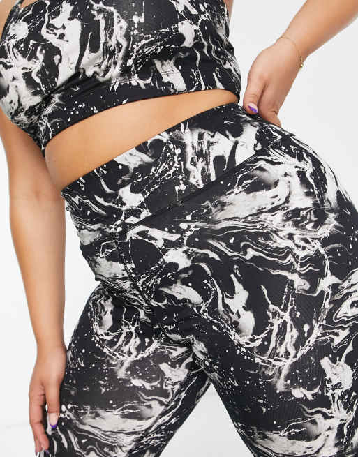 ASOS 4505 Curve 7/8 leggings in marble print, 3 of 4