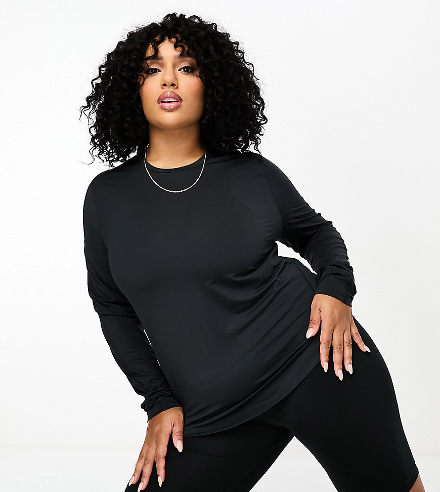 Asos Design 4505 Curve All Sports Long Sleeve Top-navy