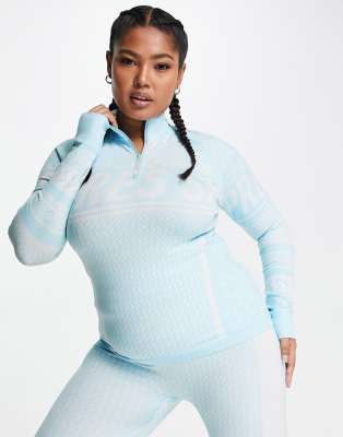 ASOS 4505 Petite base layer 1/4 zip top in apres ski jacquard-Blue