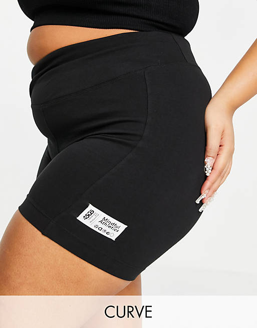 ASOS 4505 Curve booty legging short with wrap waist detail in organic cotton
