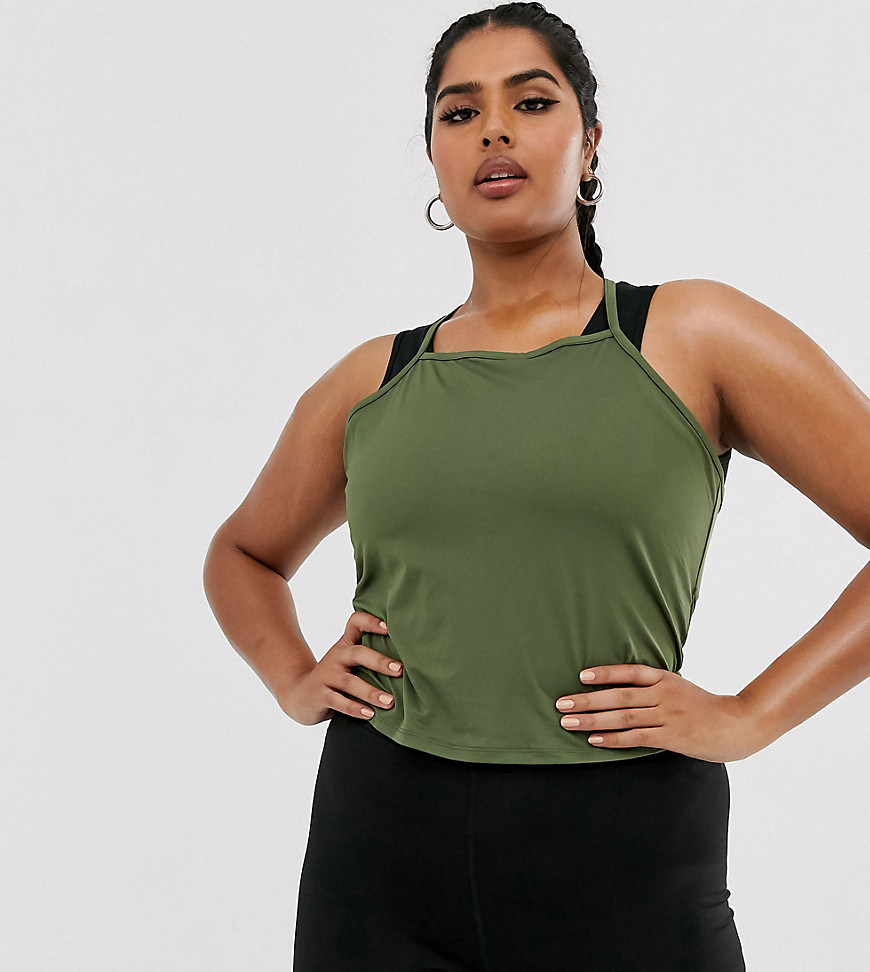 ASOS 4505 Curve cami with mesh back detail-Green