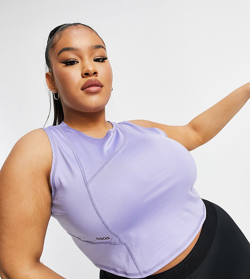 ASOS 4505 Curve cropped tank top with cut about seaming-Purple