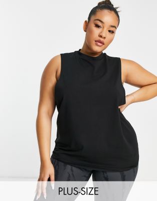 ASOS 4505 Curve drop arm hole easy tank top-Black