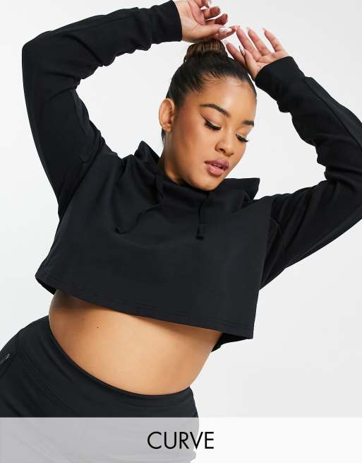 ASOS 4505 Curve - Felpa con cappuccio da allenamento in jersey con rovescio a ricci in coordinato 