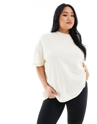 ASOS 4505 Curve  Icon boxy heavyweight oversized t-shirt with quick dry in vintage white