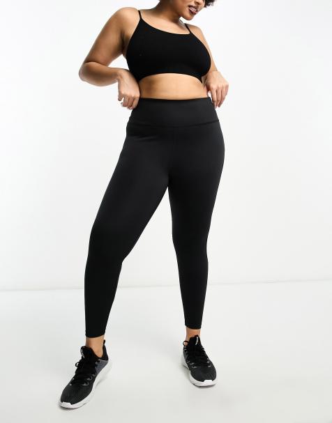 Plus Size Black Velvet Contrast Stripe Leggings