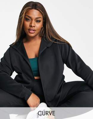 Asos 4505 Curve - Icon - Felpa Con Zip In Coordinato-Nero