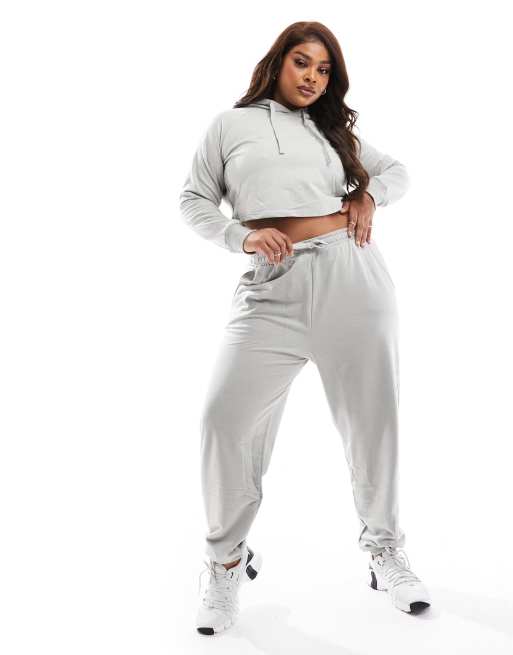 ASOS 4505 Curve - Icon - Joggers da allenamento slim fit con rovescio a ricci grigi in coordinato
