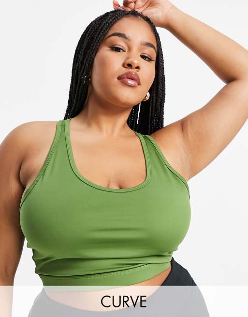 ASOS 4505 Curve – Icon – Lång sportbehå med djup halsringning