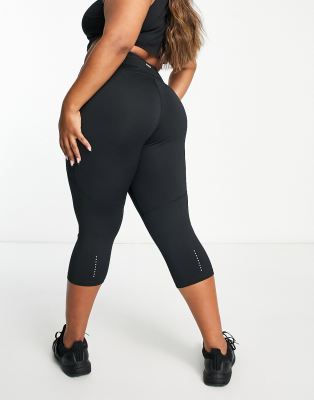 ASOS 4505 Curve - Icon - Lauf-Caprileggings mit Schnürung-Schwarz