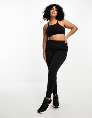 ASOS 4505 Curve - Icon - Lauf-Leggings in Schwarz mit Handytasche und Taillenschnürung