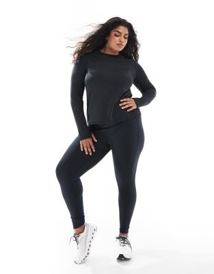 ASOS 4505 Curve - Icon - Lauf-Leggings in Schwarz mit Handytasche und Taillenschnürung