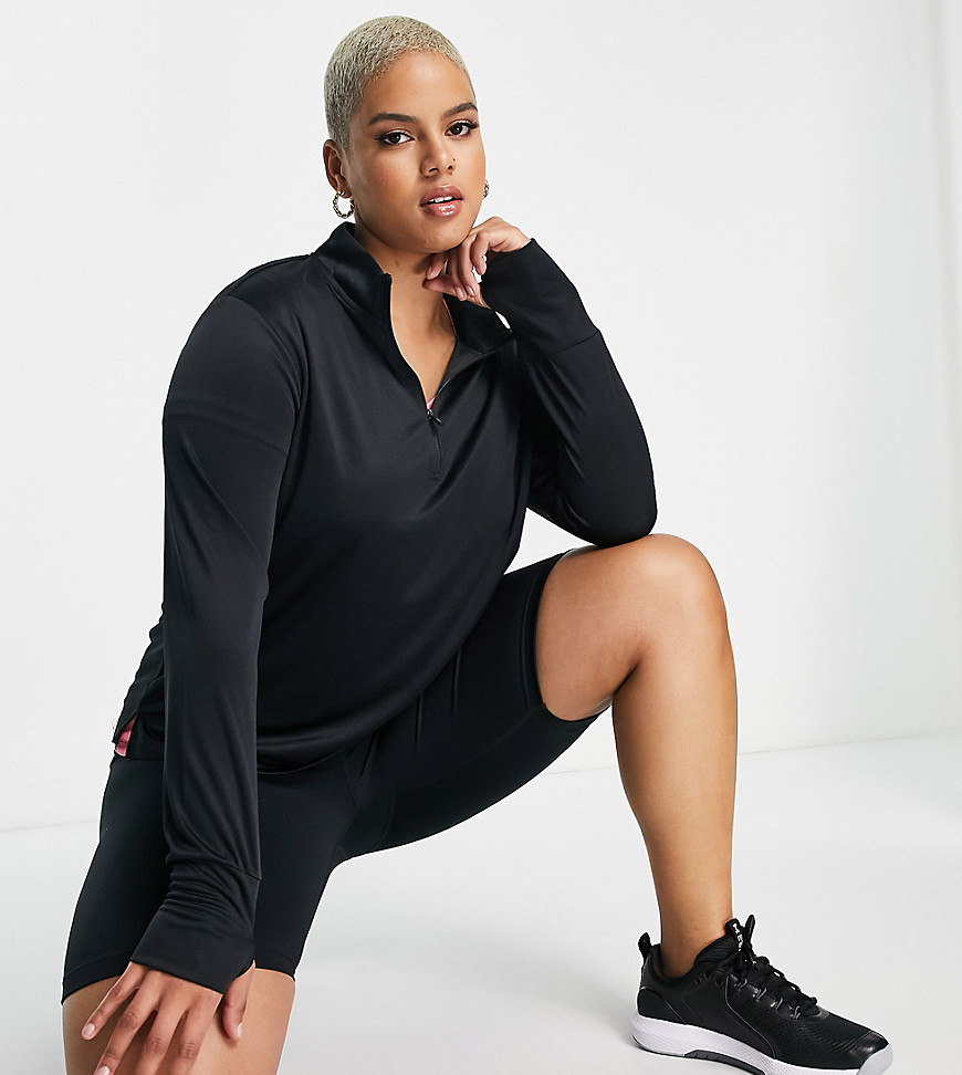ASOS 4505 Curve icon long sleeve top with 1/4 zip-Black