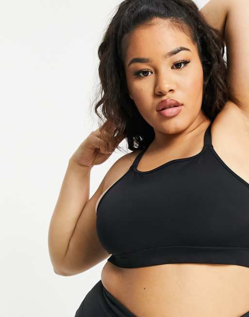 ASOS 4505 Curve Icon medium support sports bra with adjustable straps in  black