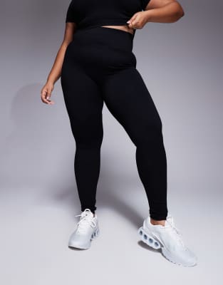 ASOS 4505 Curve - Icon - Nahtlose, gerippte Sport-Leggings in Schwarz