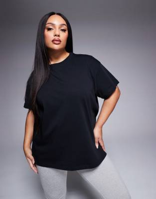 ASOS 4505 Curve - Icon - Oversize-T-Shirt aus Baumwolle mit schnelltrocknendem Finish in Schwarz