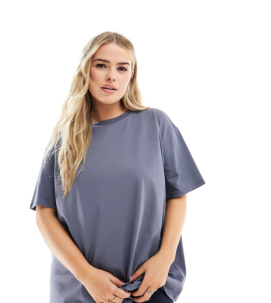 ASOS DESIGN 4505 CURVE ICON OVERSIZED T-SHIRT WITH QUICK DRY IN SLATE BLUE