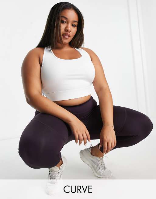 ASOS 4505 Curve - Icon - Performance - Sport bh met medium ondersteuning in wit 