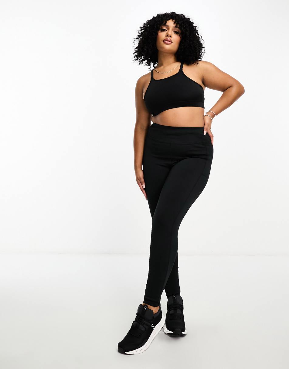 ASOS 4505 Curve Icon run tie waist legging with pocket in black