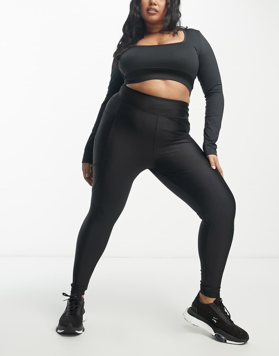 ASOS 4505 Curve Icon run tie waist legging with pocket in sheen