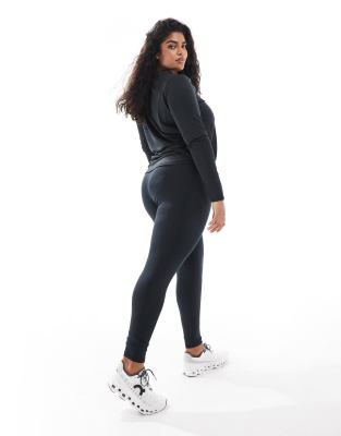 Asos 4505 Curve Icon Running Tie Waist Gym Legging With Phone Pocket In Black