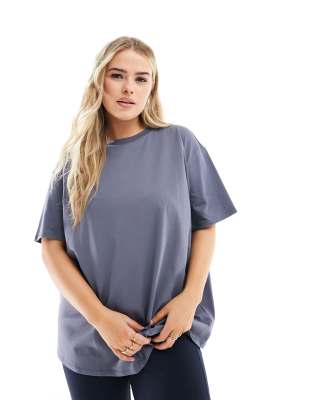 ASOS 4505 Curve - Icon - Schnell trocknendes Oversize-T-Shirt in Schieferblau