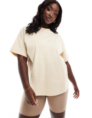 ASOS 4505 Curve - Icon - Schnelltrocknendes, schweres Boxy Fit Oversize-T-Shirt in Putty-Neutral