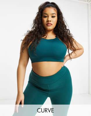 ASOS 4505 Curve icon sports bra with strap adjusters-Green