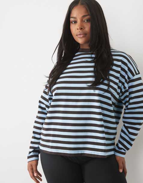 ASOS 4505 Curve Icon T-shirt oversize pesante in cotone a righe a maniche lunghe - view 1